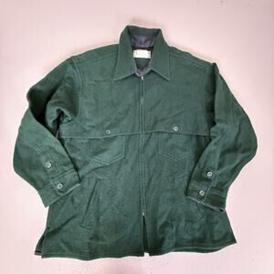 Vintage L.L.Bean Mens XXL Green Wool Blend Full Zip Field Jacket USA